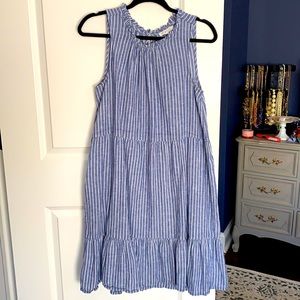 Blue Striped Linen Dress